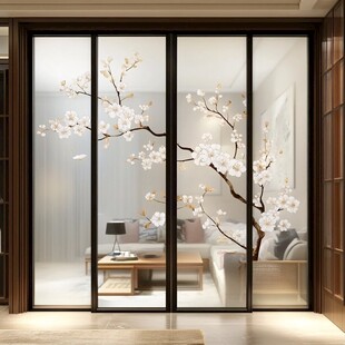 中式移门绘就雅致花枝景