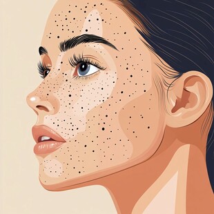 雀斑女孩的清新侧脸特写
