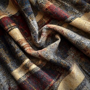 复古格子毛呢面料纹理特写