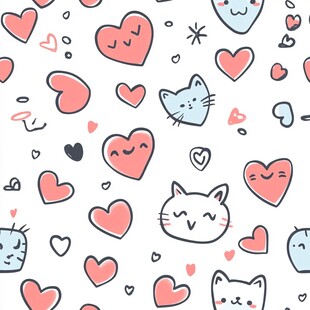 可爱猫咪爱心图案背景图