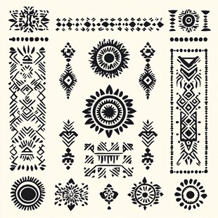 部落风黑白装饰图案集合