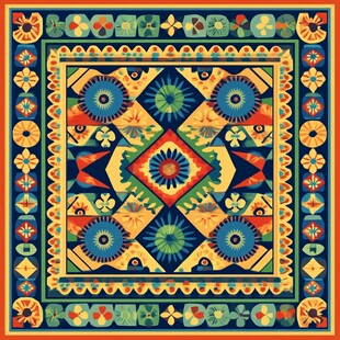 复古民族风几何图案方巾