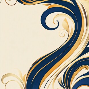蓝金华丽花纹装饰背景图