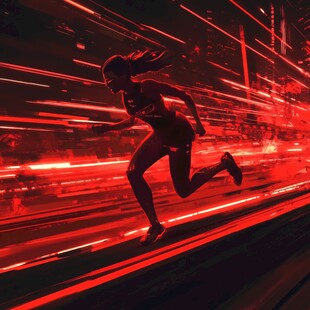 光影中奔跑的动感女性