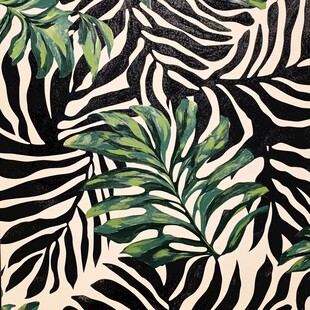 斑马纹与热带植物图案