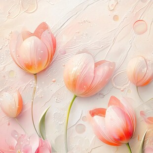 梦幻粉色郁金香艺术插画