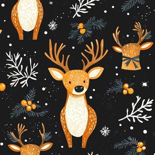 圣诞小鹿雪花图案背景图