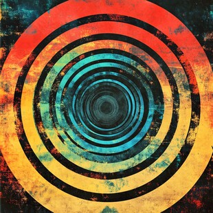 复古炫彩同心圆抽象图案