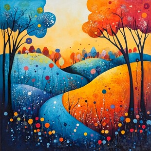 梦幻多彩的林间风景