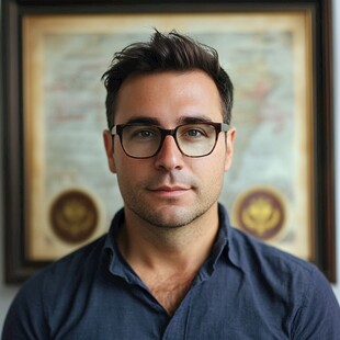 戴眼镜的男士正面肖像照