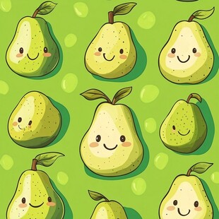 可爱笑脸梨子图案背景图