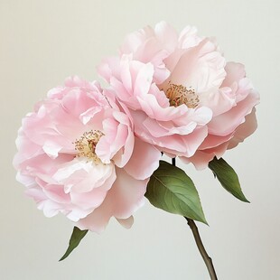 两朵柔美粉色牡丹花