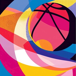 动感篮球几何图案艺术图