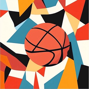 几何背景中的篮球图案