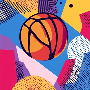 动感篮球几何抽象艺术图