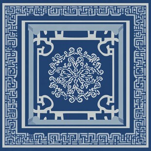 中式传统蓝色几何花纹图案