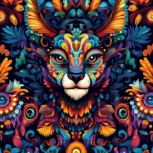 多彩奇幻动物图腾装饰画