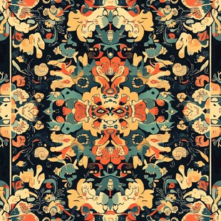 复古民族风精美花卉图案