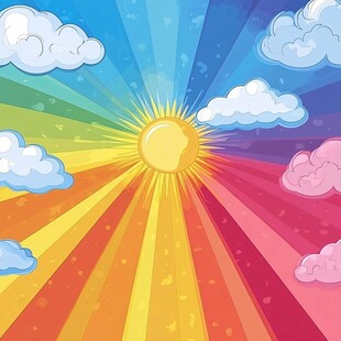 绚丽阳光与云朵的梦幻背景