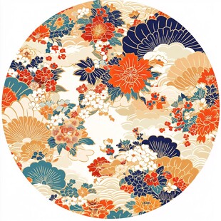 日式传统花卉圆形图案