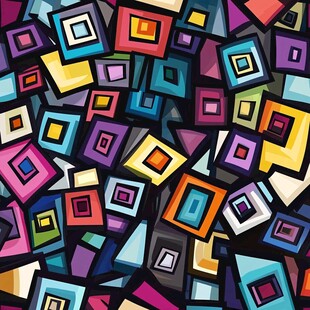 多彩方形图案构成抽象背景