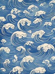 日式海浪图案纹理背景