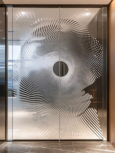 几何线条艺术玻璃门设计