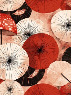 复古风中式油纸伞图案