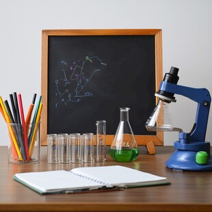科学实验桌面布置与器具