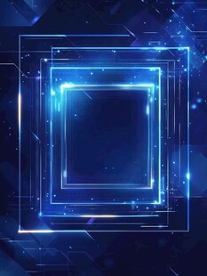 蓝色科技风发光方形背景