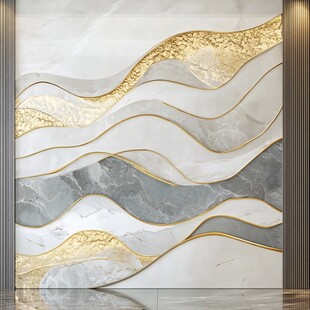 金白灰大理石纹艺术背景墙