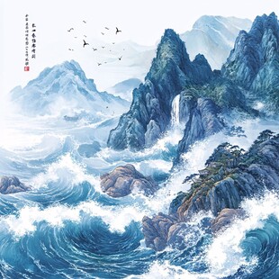 山海浩渺间 飞鸟伴浪行