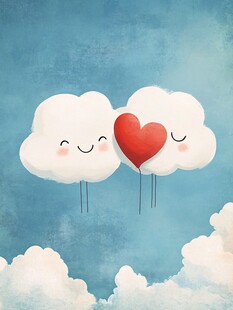 云朵爱心共舞 浪漫天空