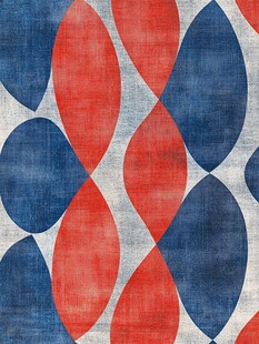 几何图案红蓝拼色地毯