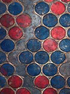 红蓝金属质感圆形图案纹理