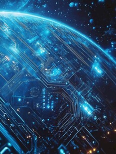 科技感地球与电路融合图景
