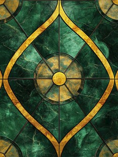 绿金几何拼接装饰图案