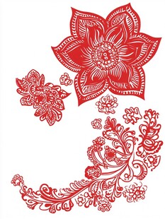 传统中式红色花卉纹样