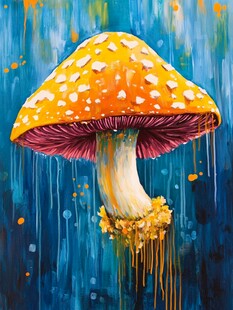 梦幻大蘑菇绘画作品