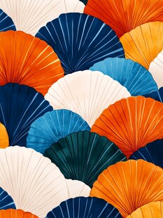 多彩折扇图案纹理设计