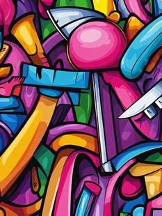 多彩涂鸦工具抽象艺术图