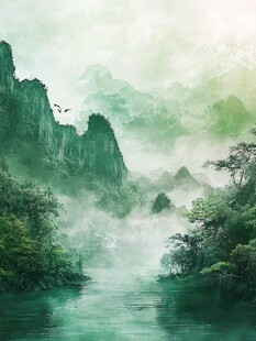 水墨青山绿水间的诗意画卷