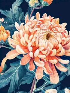 秋日盛放的柔美橙色菊花