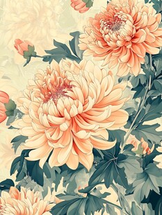 复古风盛开的柔美大朵菊花