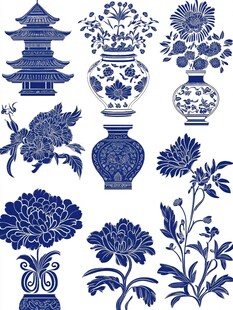 青花瓷图案元素集合