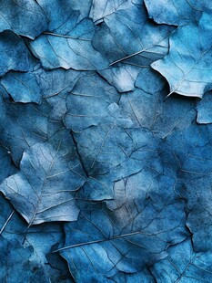 蓝色枯叶纹理背景图案