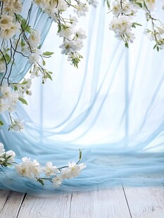 蓝纱白花营造梦幻场景