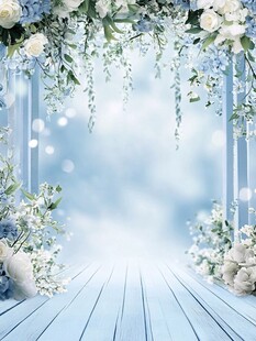 梦幻蓝白花卉婚礼拱门