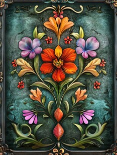 复古花卉装饰艺术图案