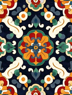 中式传统花卉几何图案纹样